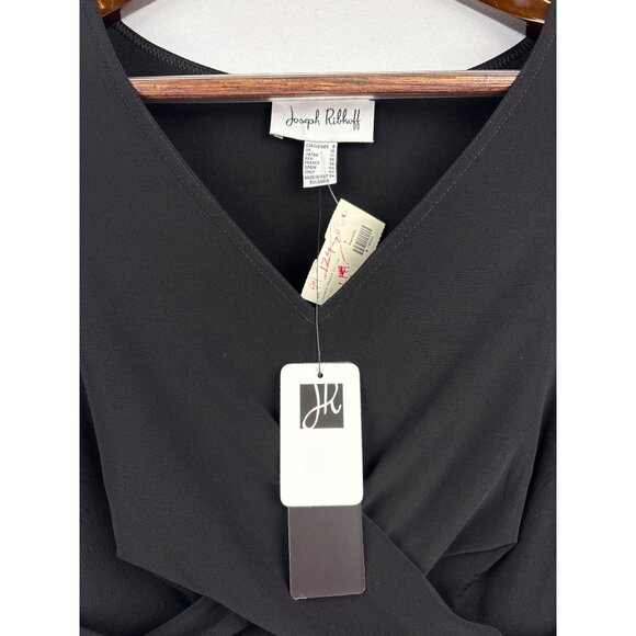 Women’s Joseph Ribkoff Size 8 Short Sleeve Black with Multicolored Florals Maxi - Picture 5 of 6